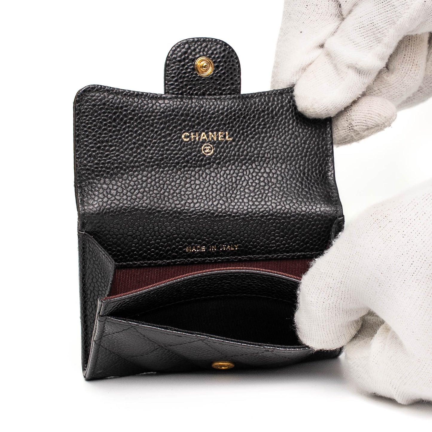 Chanel Caviar Quilted Black Flap Card Holder Wallet