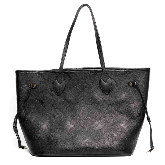 Louis Vuitton Neverfull MM Black Empreinte Leather Tote Bag