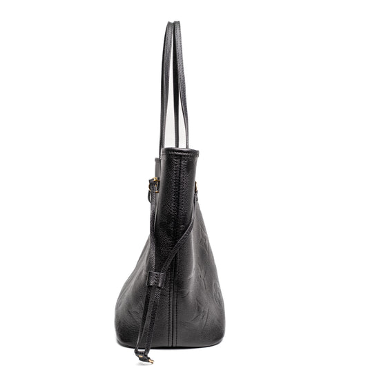 Louis Vuitton Neverfull MM Black Empreinte Leather Tote Bag