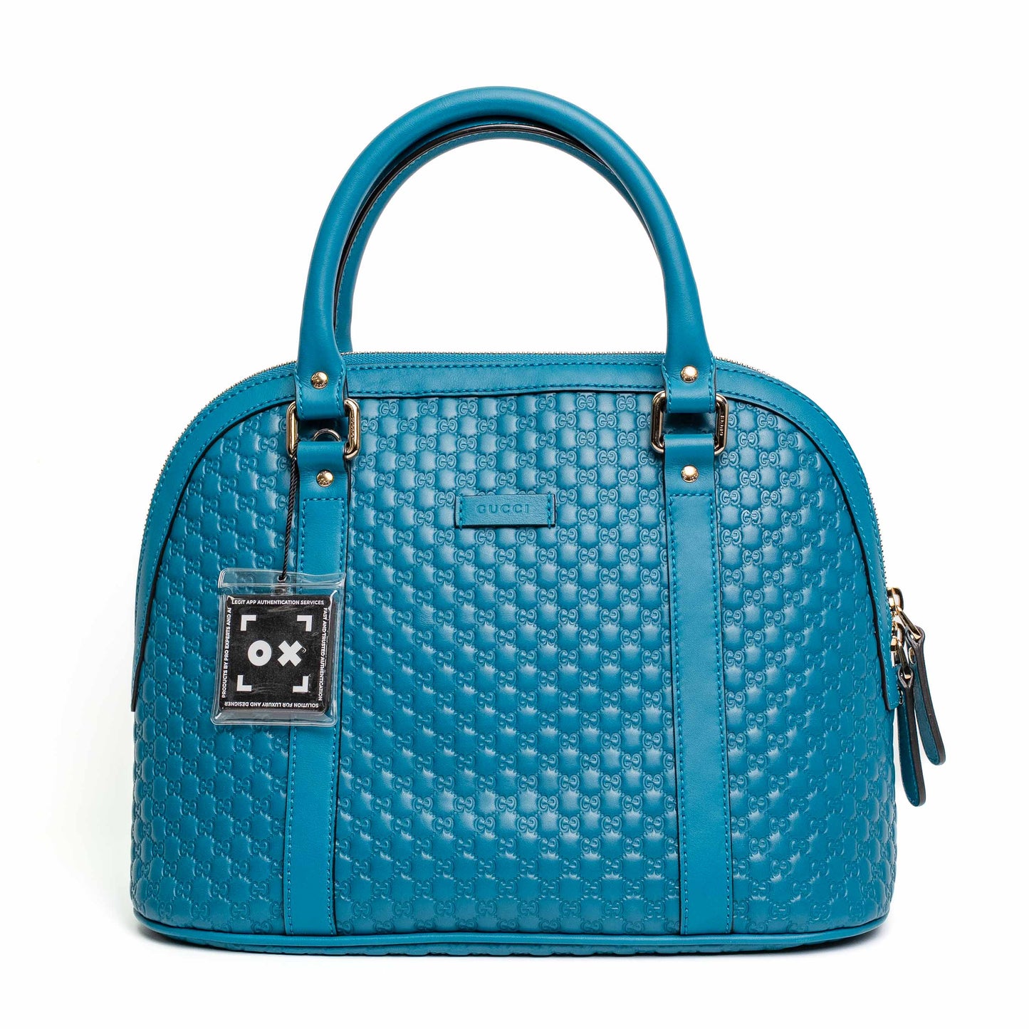 Gucci Microguccissima Blue Leather Boston Bag