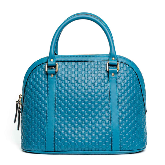 Gucci Microguccissima Blue Leather Boston Bag