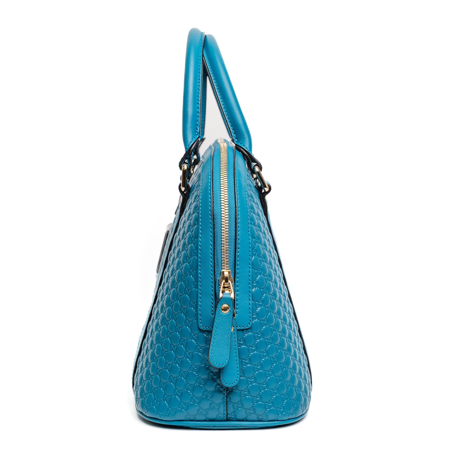 Gucci Microguccissima Blue Leather Boston Bag