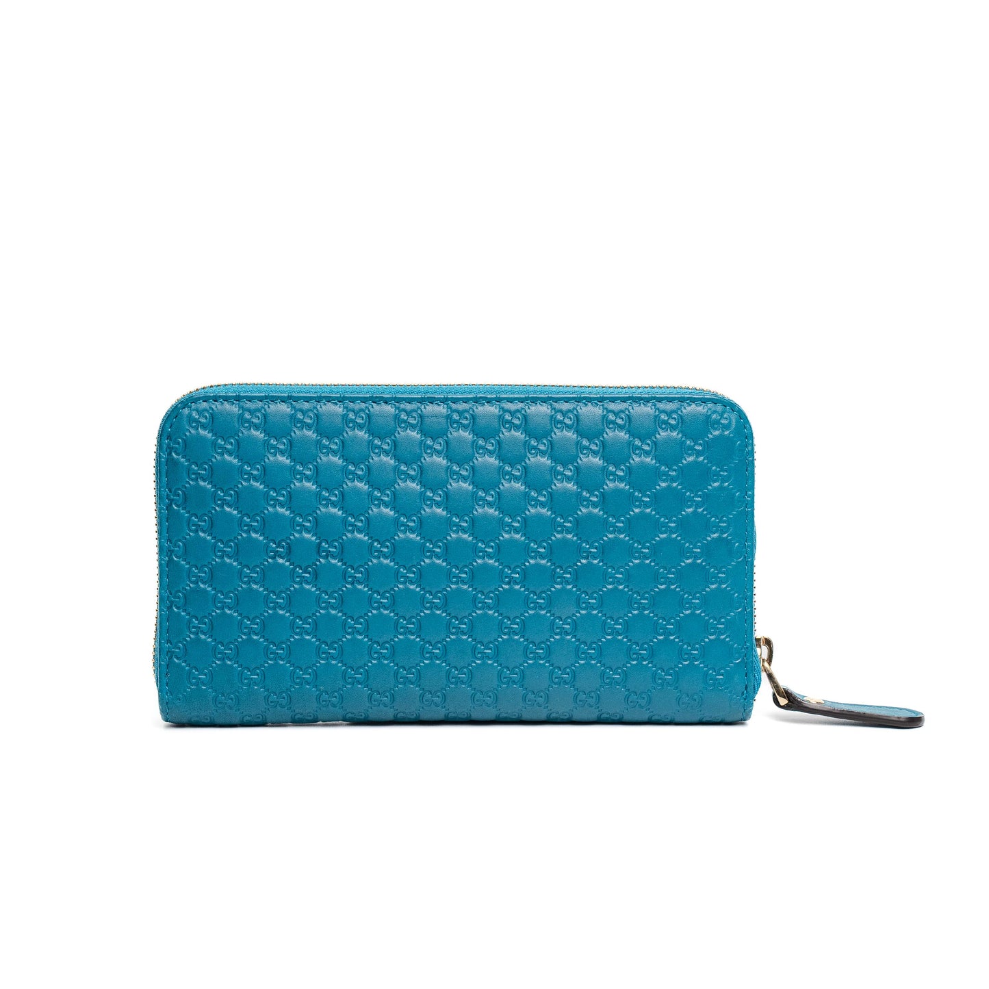 Gucci Micro GG Teal Leather Zip Wallet
