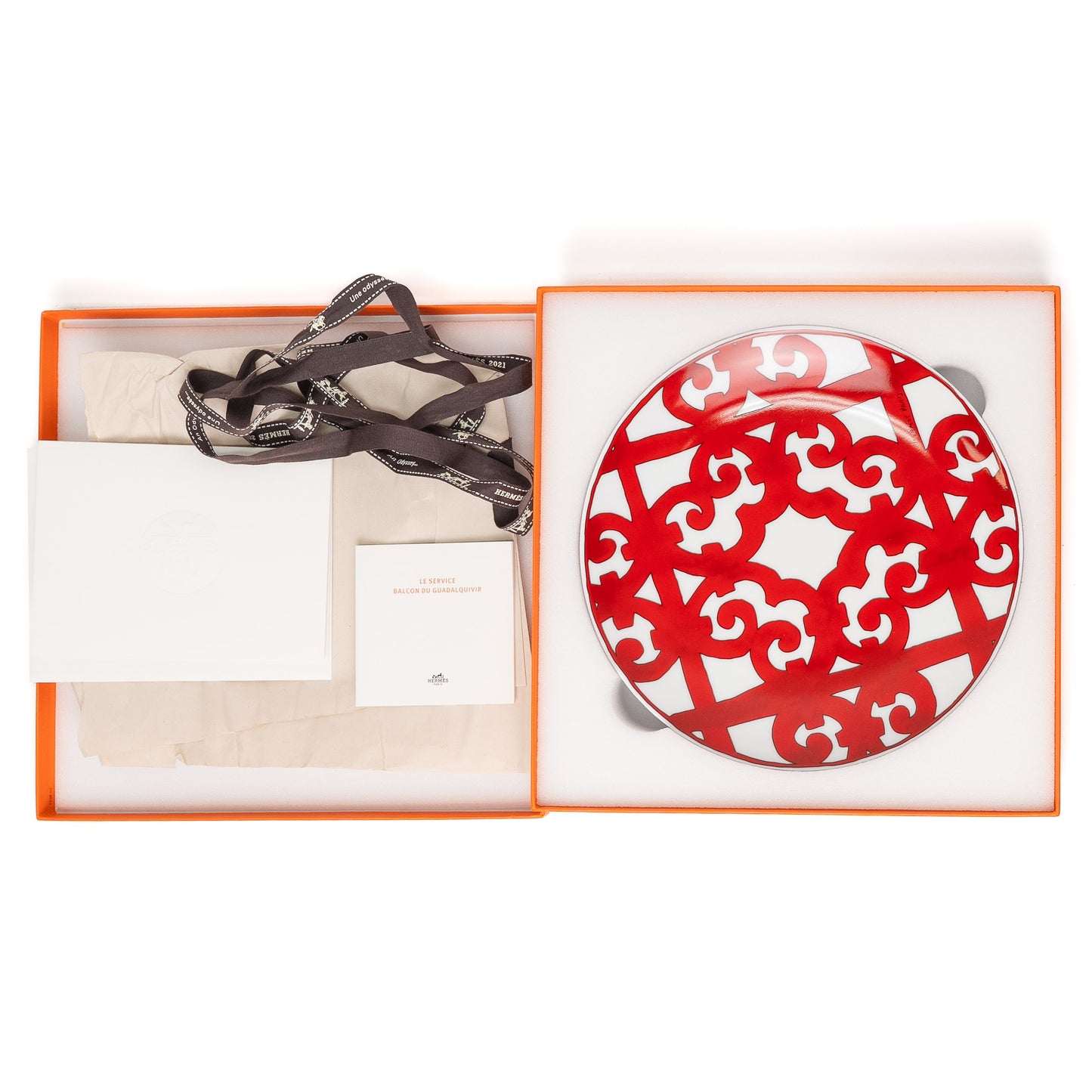 Hermès Red Porcelain Dessert Plate