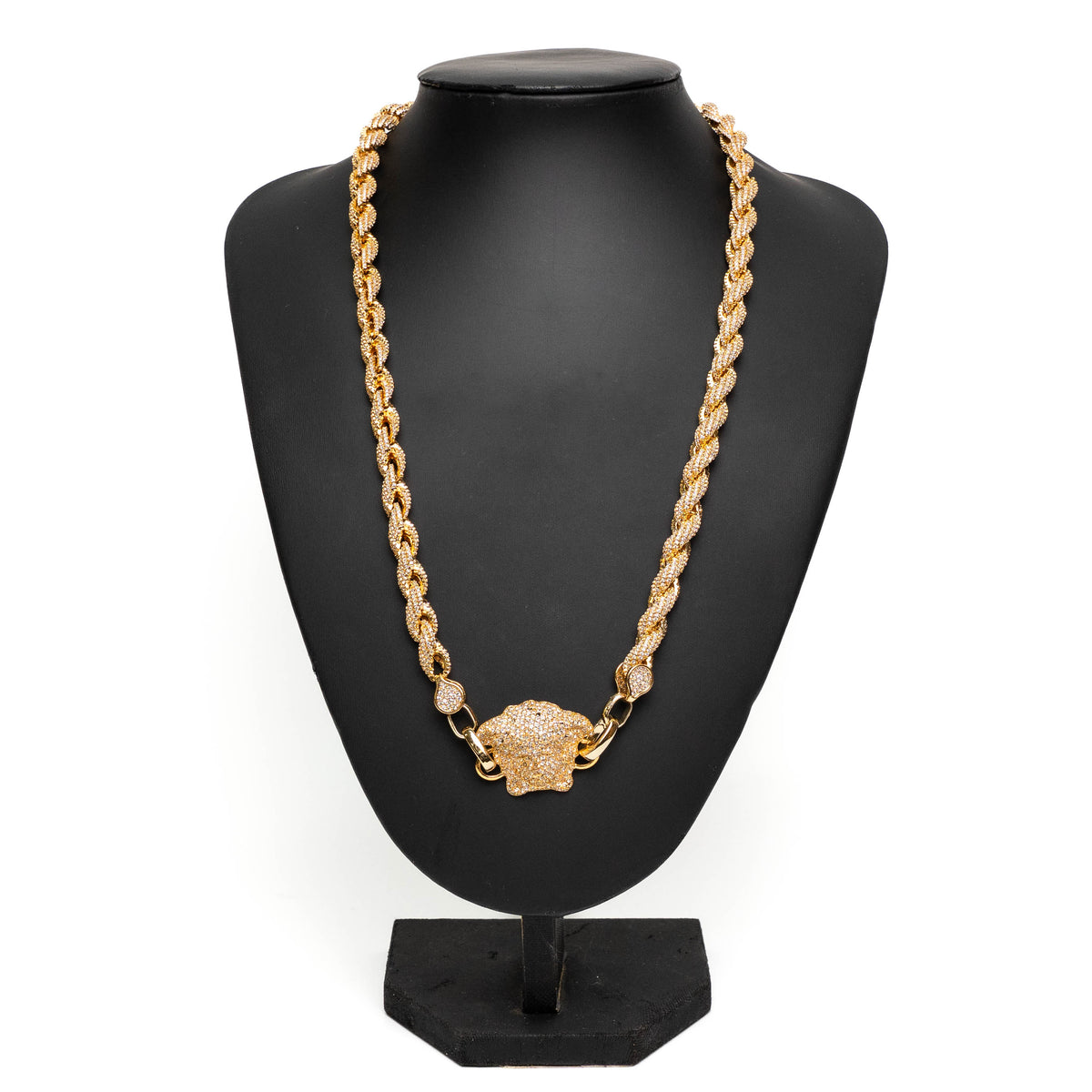 Versace Pave Crystal Medusa Gold Necklace