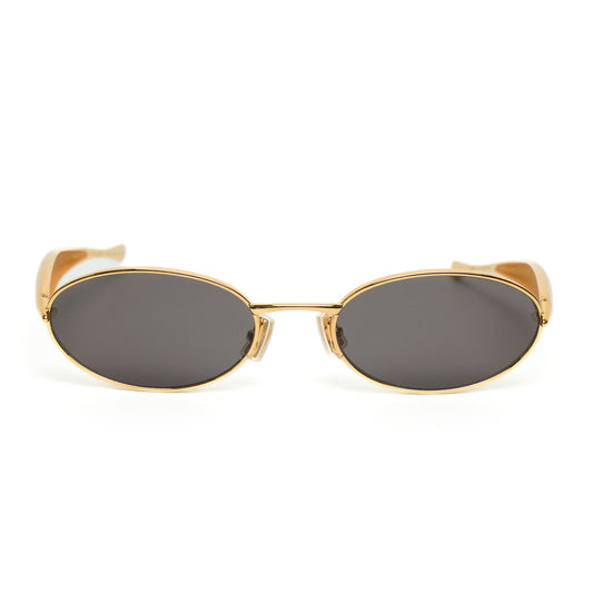 Bottega Veneta BV1386S Sardine Gold Oval Sunglasses