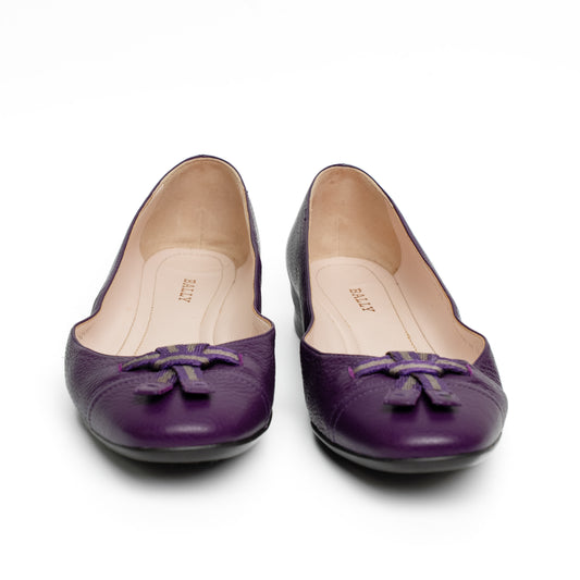 Bally Purple Leather Bow Flats