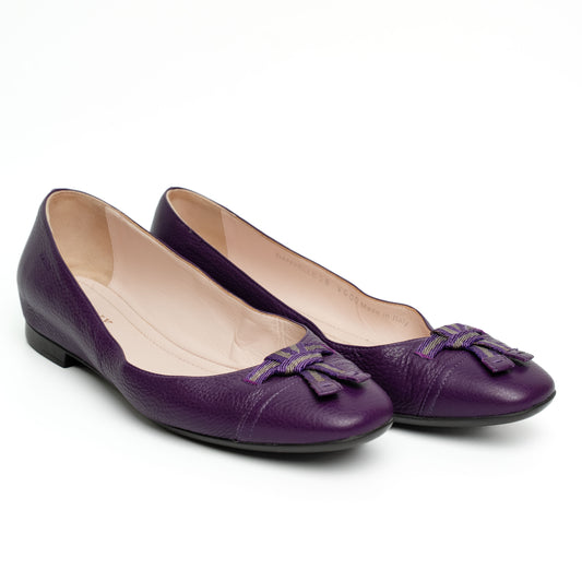 Bally Purple Leather Bow Flats