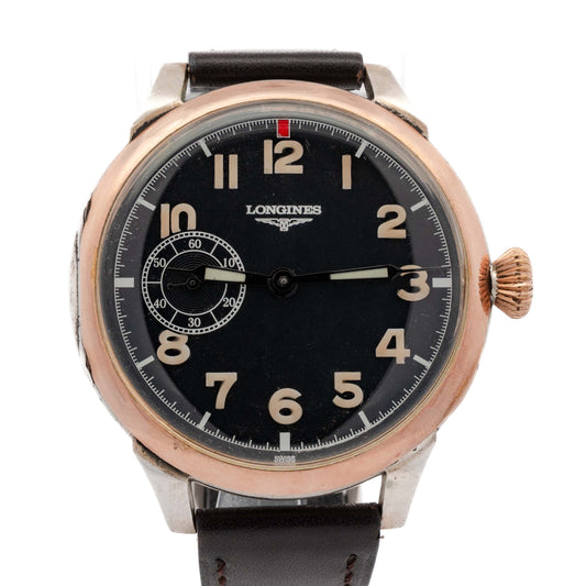 Longines Vintage Military Style Black Dial Watch