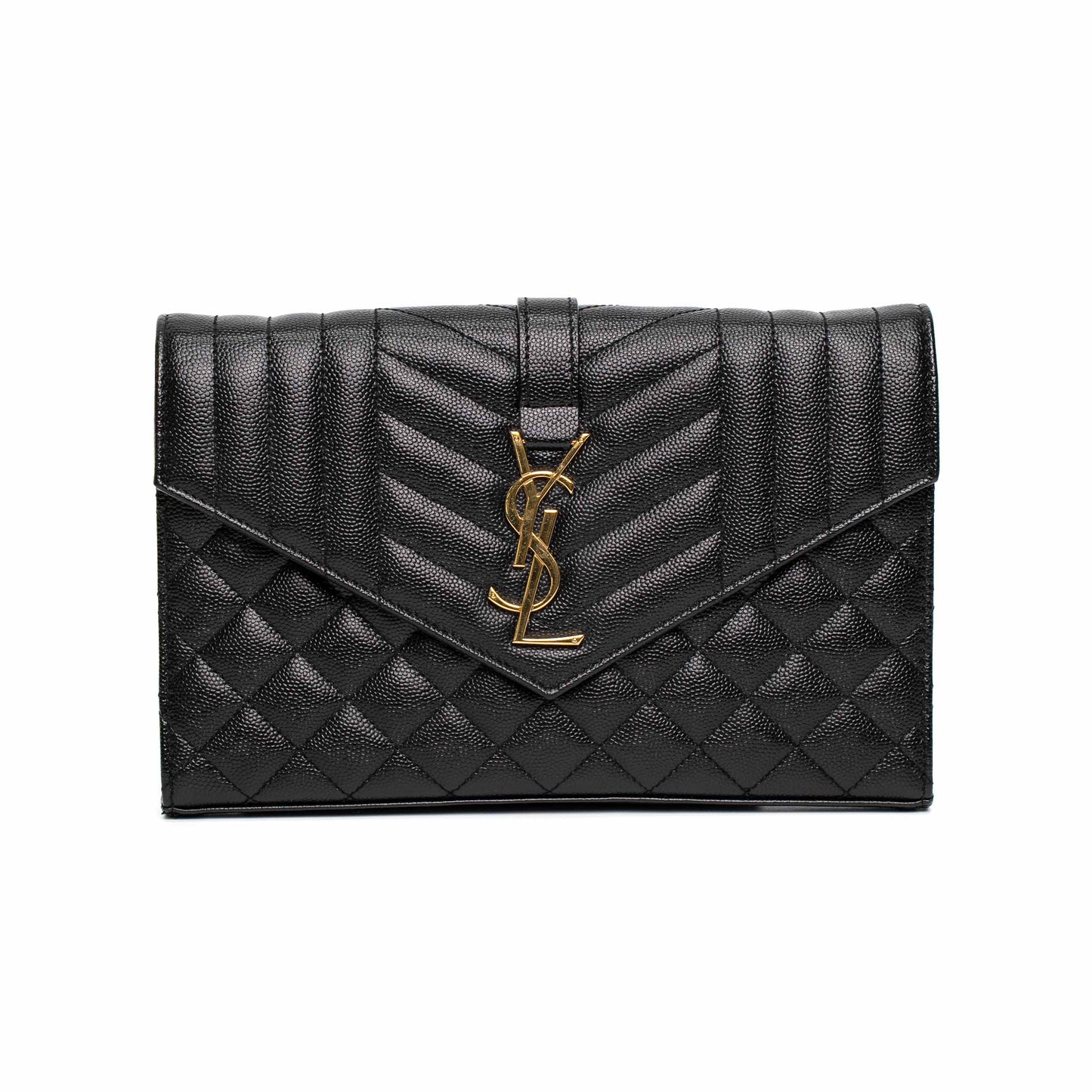 Saint Laurent Envelope Quilted Black Leather Shoulder Bag