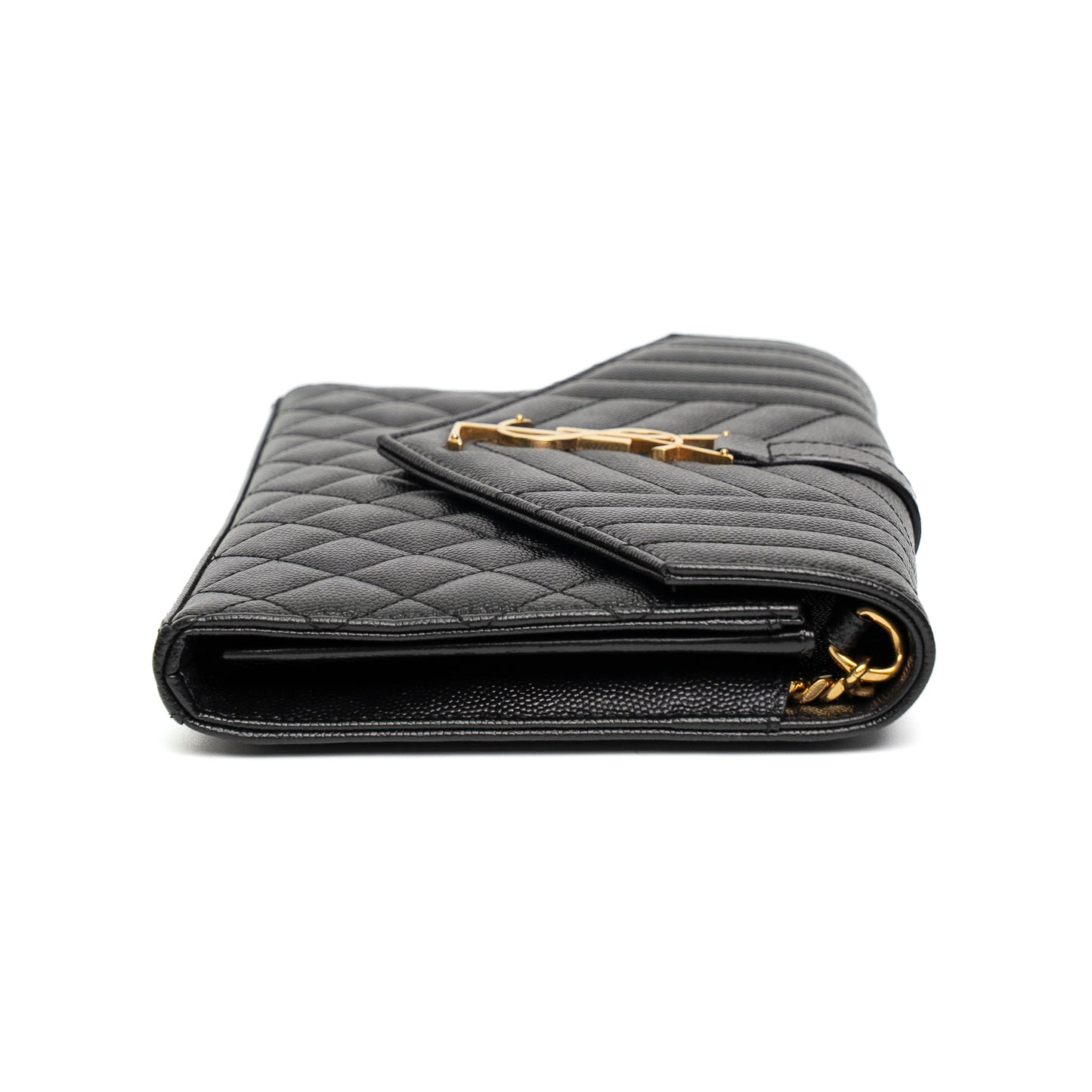 Saint Laurent Envelope Quilted Black Leather Shoulder Bag