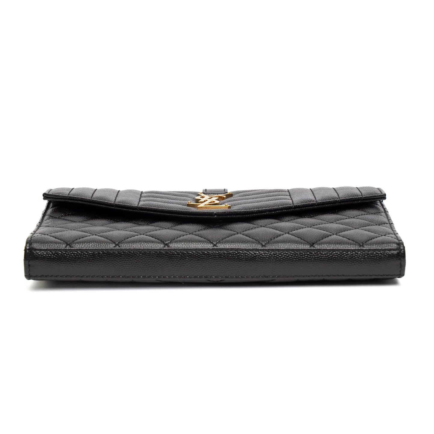 Saint Laurent Envelope Quilted Black Leather Shoulder Bag