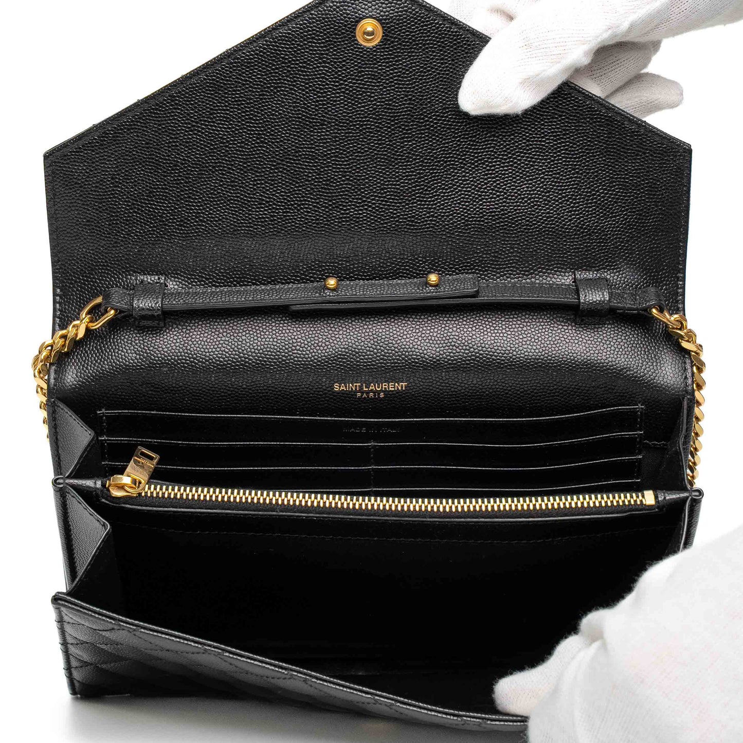 Saint Laurent Envelope Quilted Black Leather Shoulder Bag