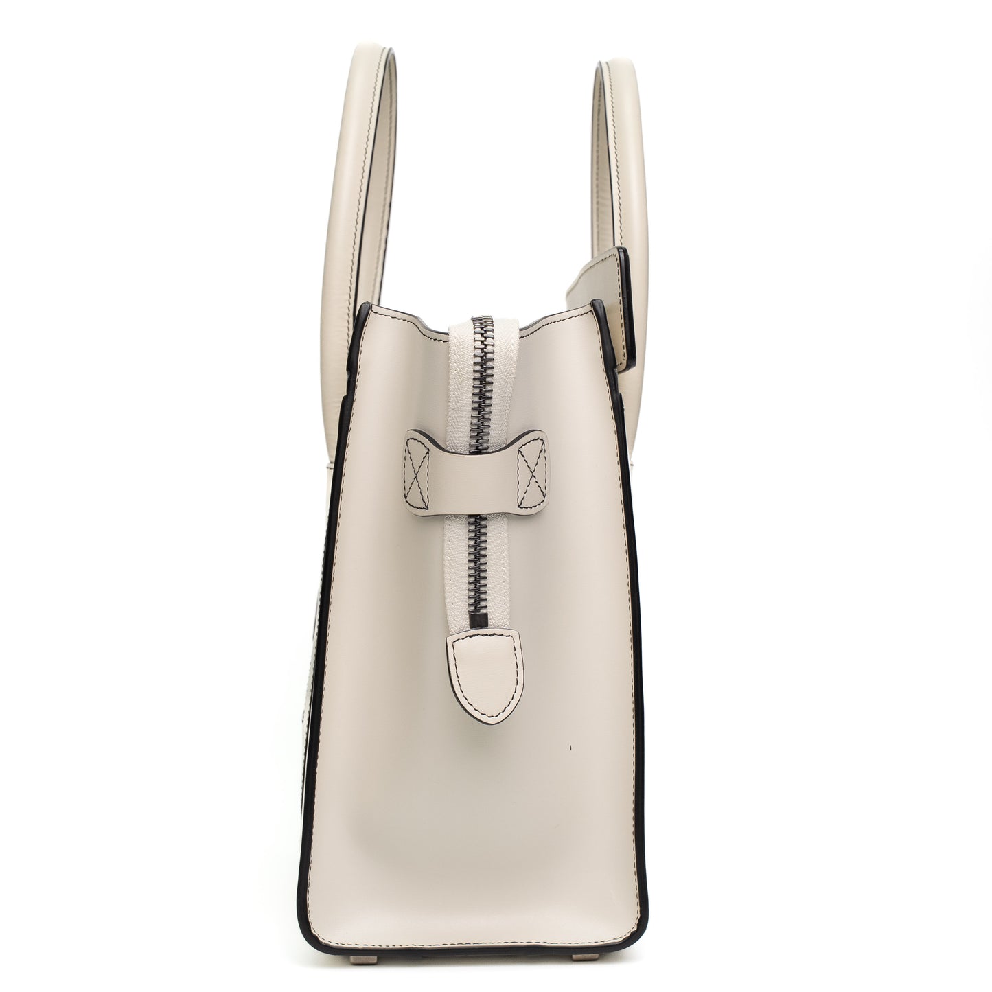 Celine Luggage Nano White Leather Top Handle Bag