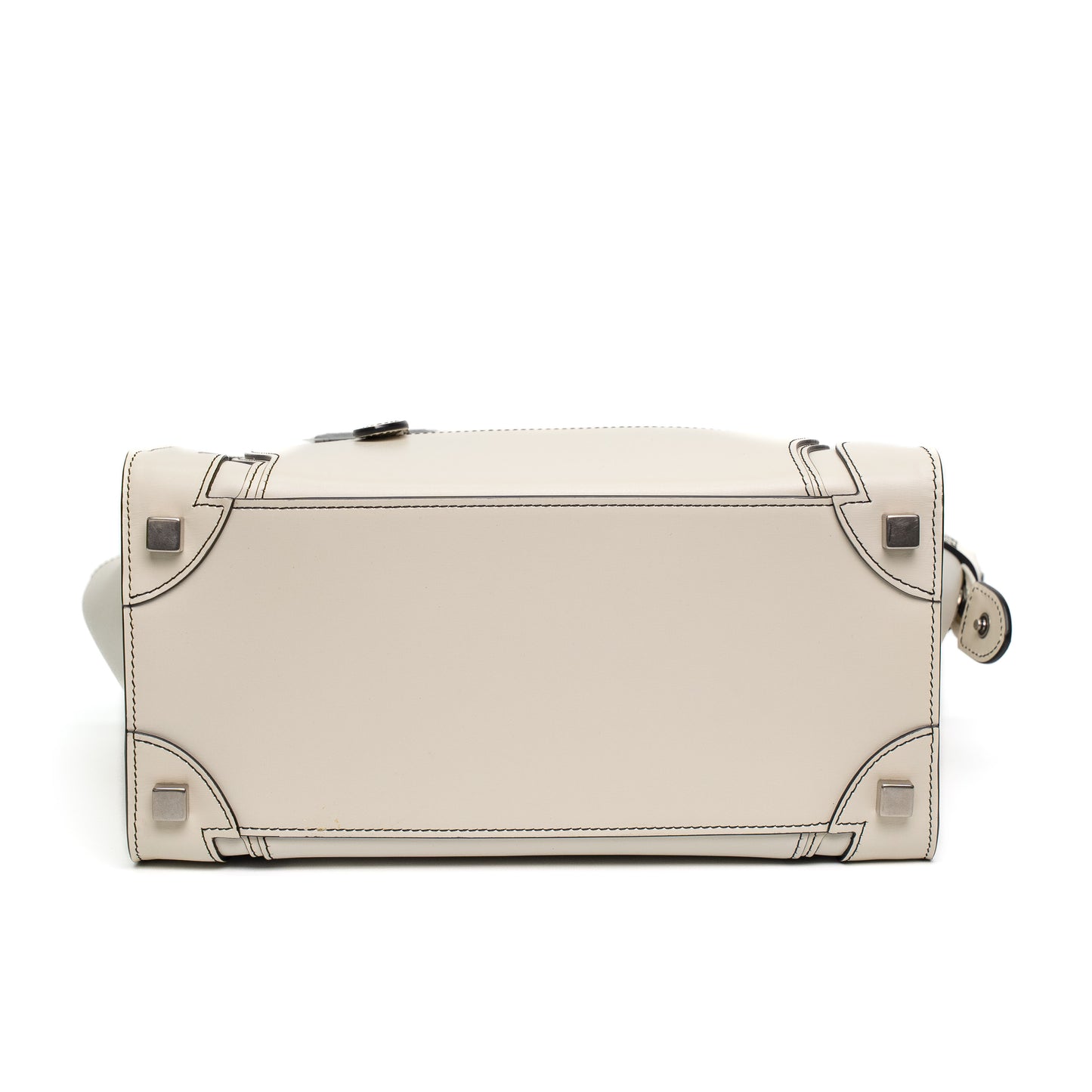Celine Luggage Nano White Leather Top Handle Bag
