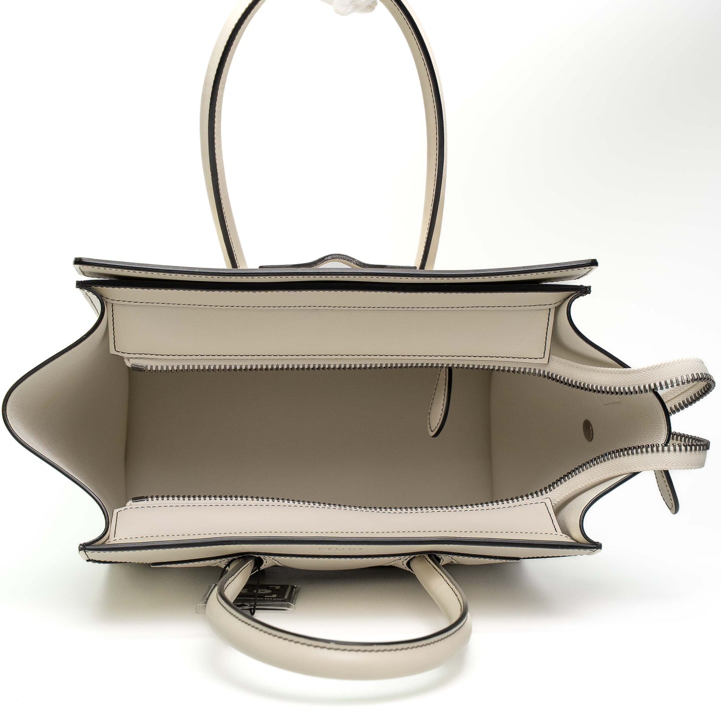 Celine Luggage Nano White Leather Top Handle Bag