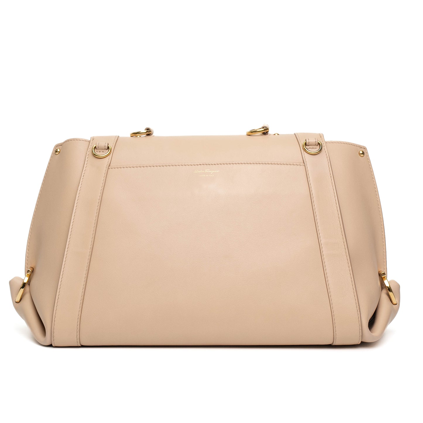 Salvatore Ferragamo Beige Leather Top Handle Shoulder Bag