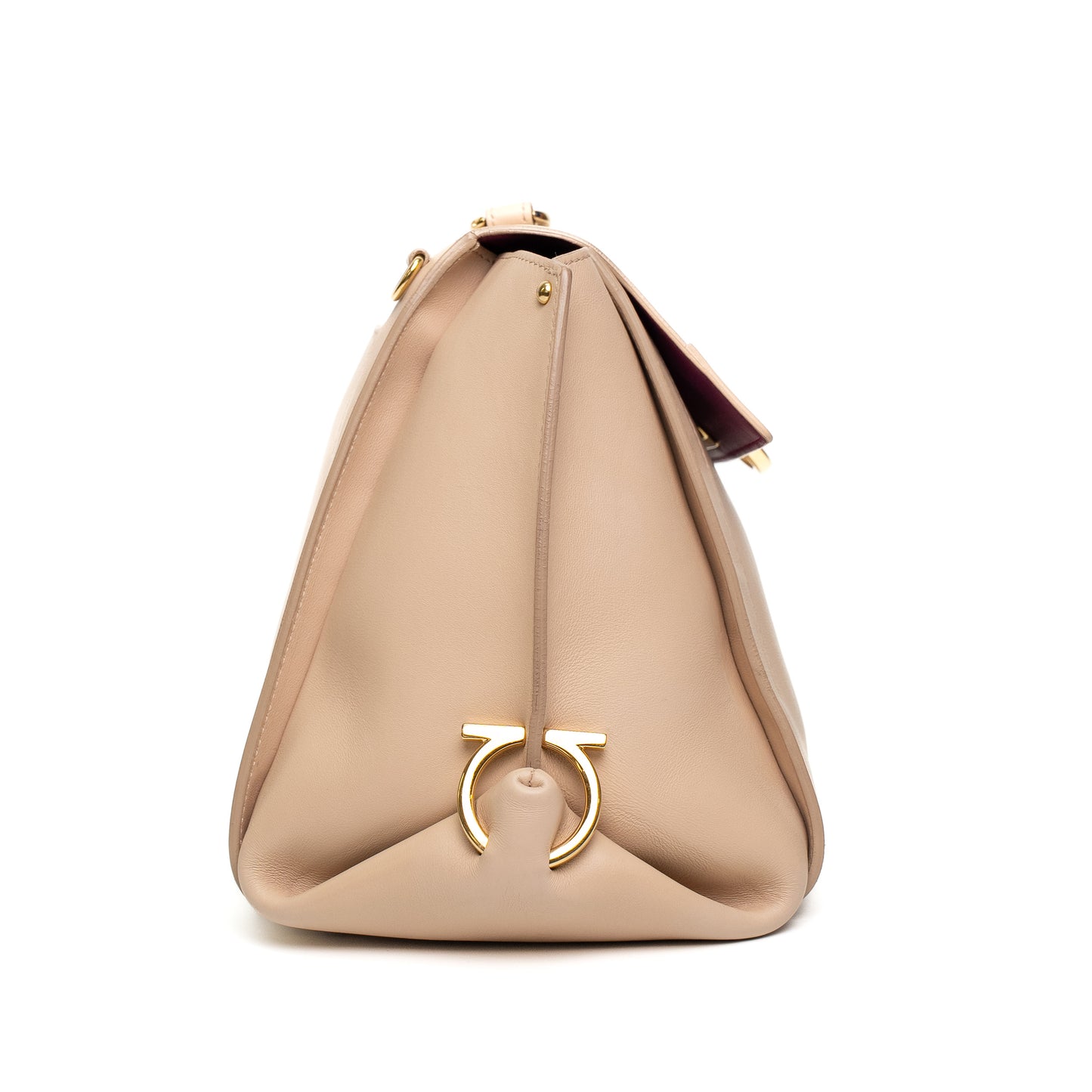 Salvatore Ferragamo Beige Leather Top Handle Shoulder Bag