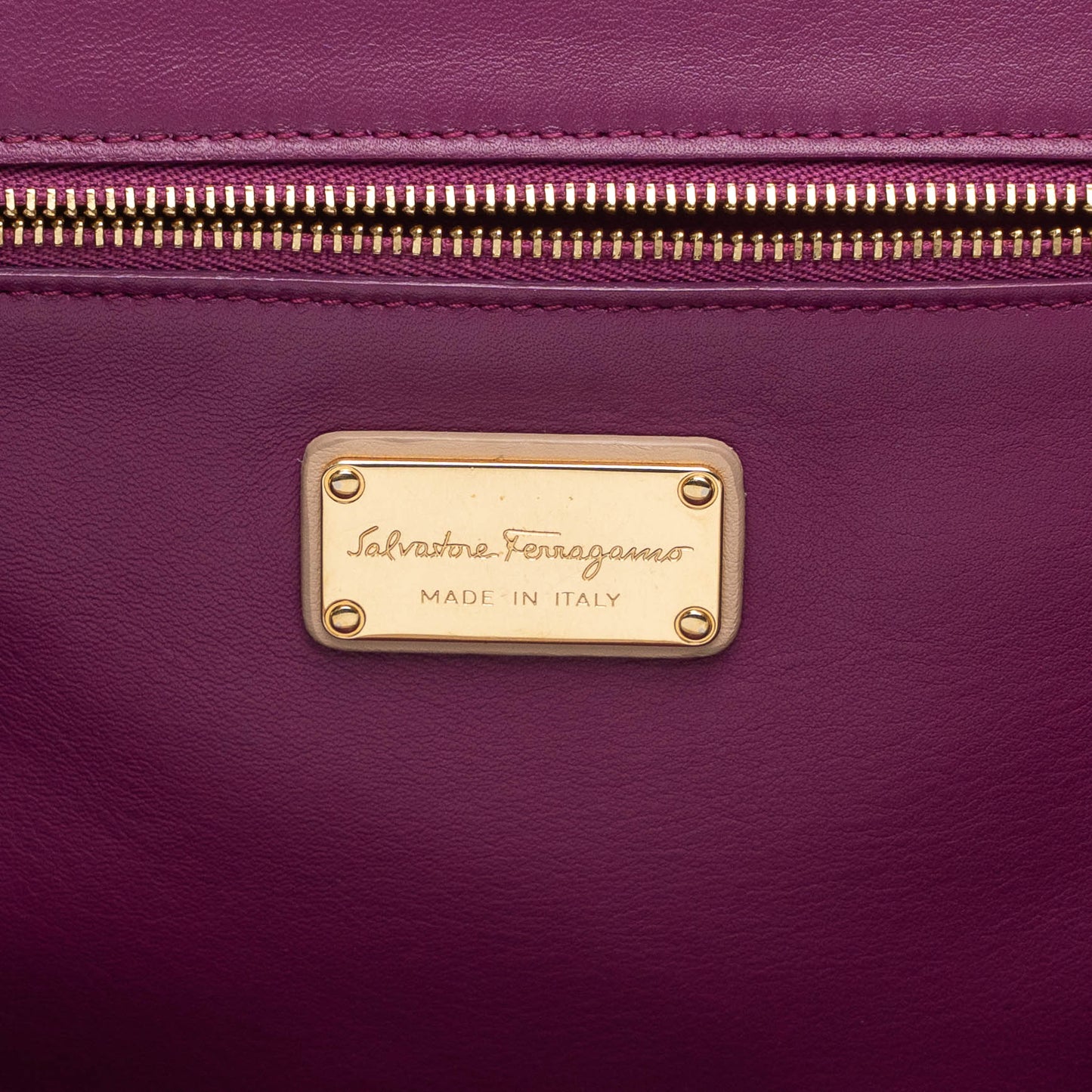 Salvatore Ferragamo Beige Leather Top Handle Shoulder Bag