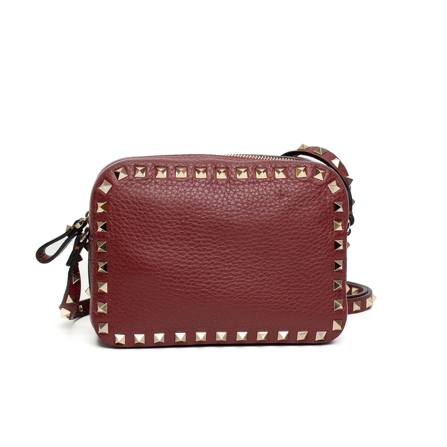Valentino Rockstud Red Calfskin Camera Crossbody Bag
