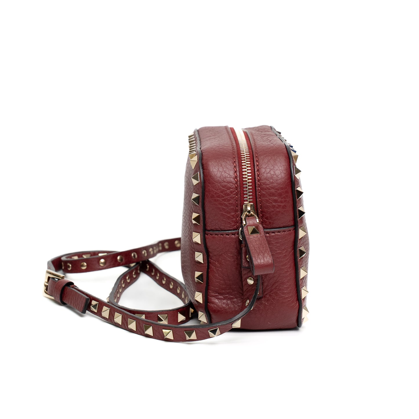 Valentino Rockstud Red Calfskin Camera Crossbody Bag