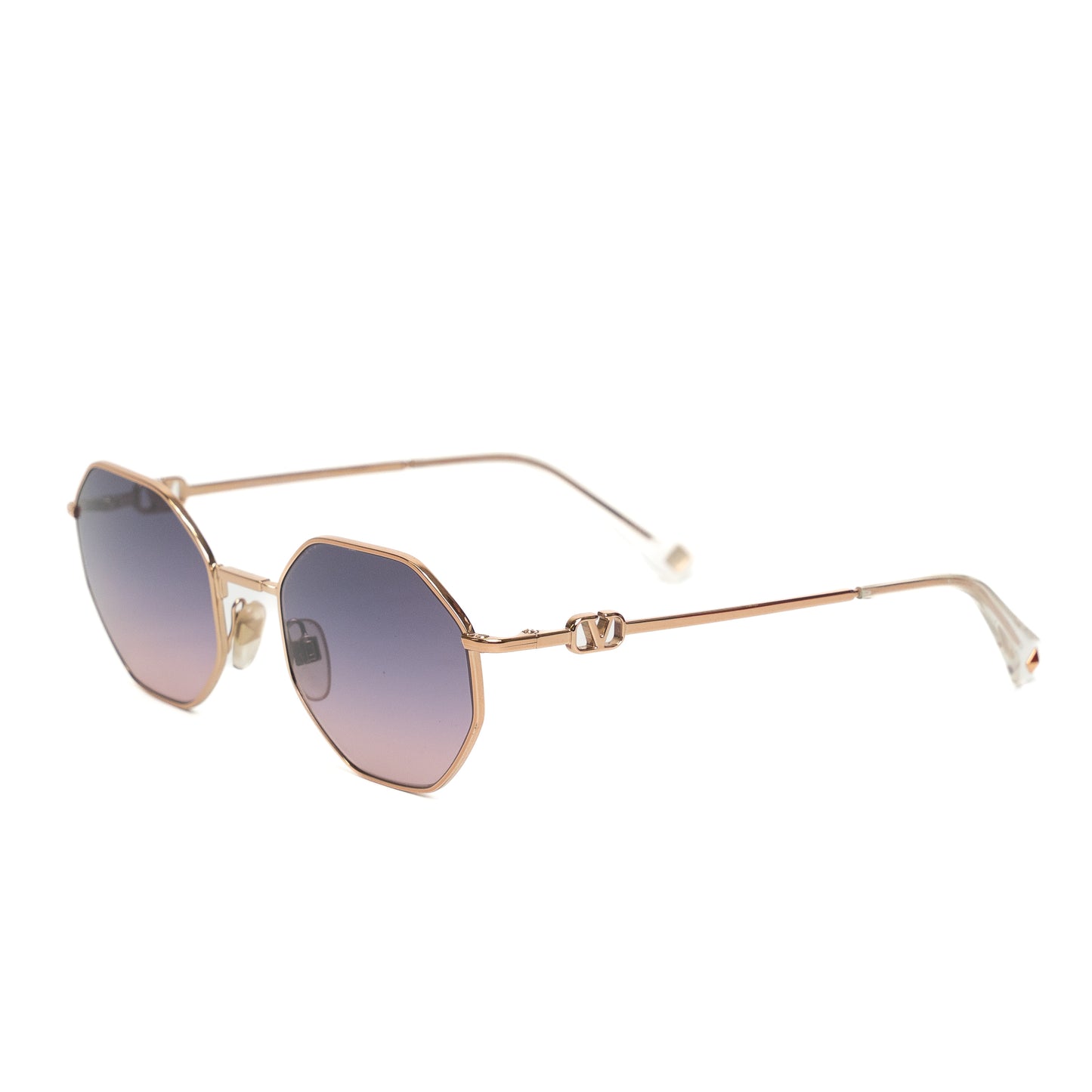 Valentino Hexagon Rose Gold Sunglasses