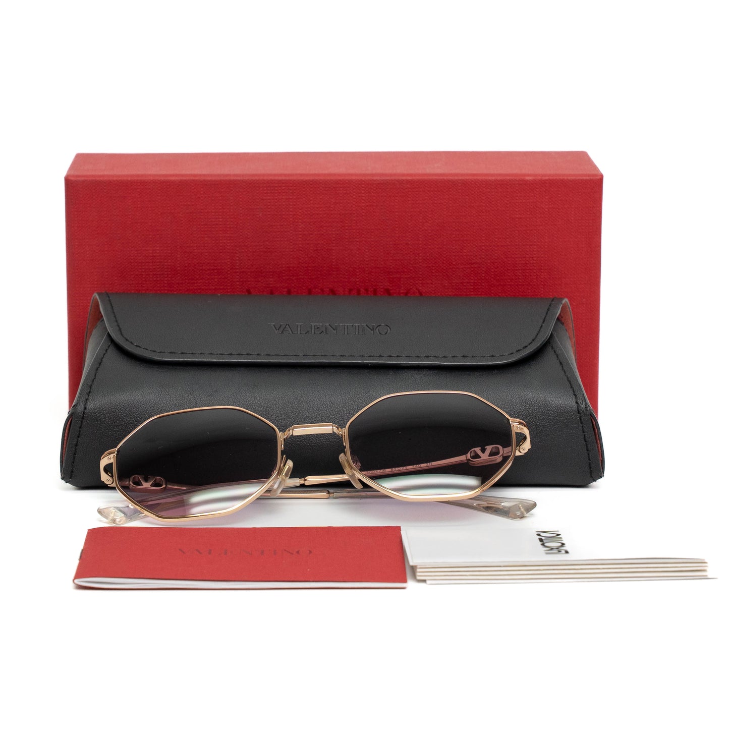 Valentino Hexagon Rose Gold Sunglasses