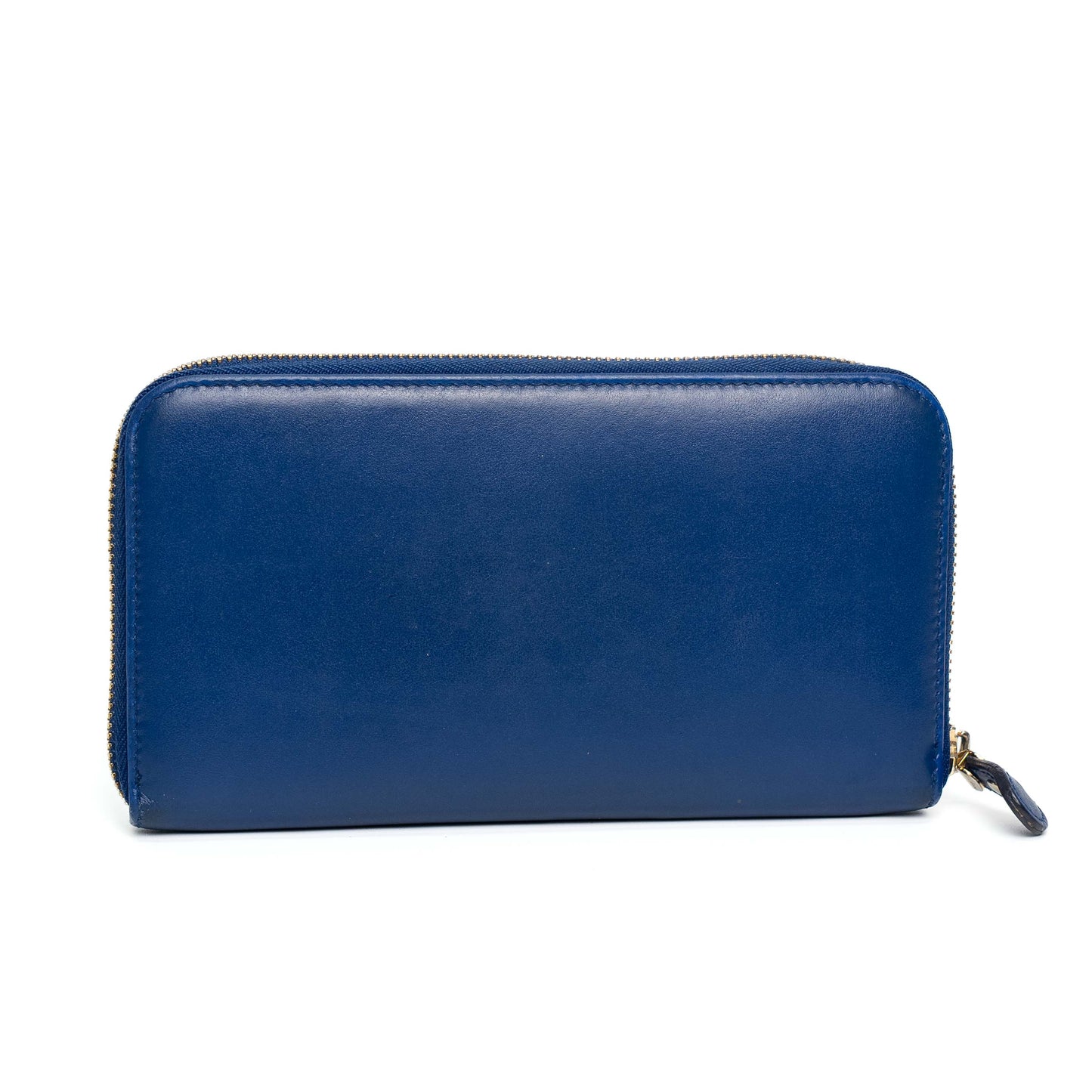 Salvatore Ferragamo Blue Leather Zip Wallet