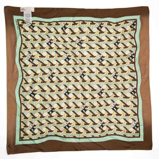 Tory Burch Basketweave Brown Silk Scarf
