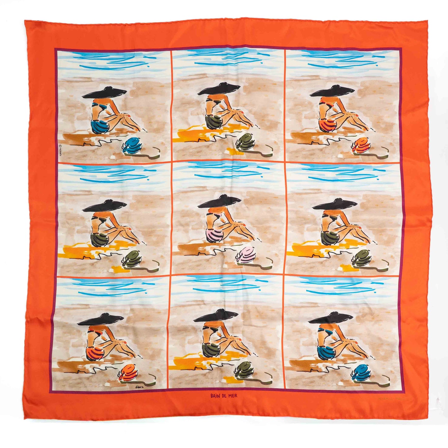 Hermès Bain de Mer Orange Silk Scarf