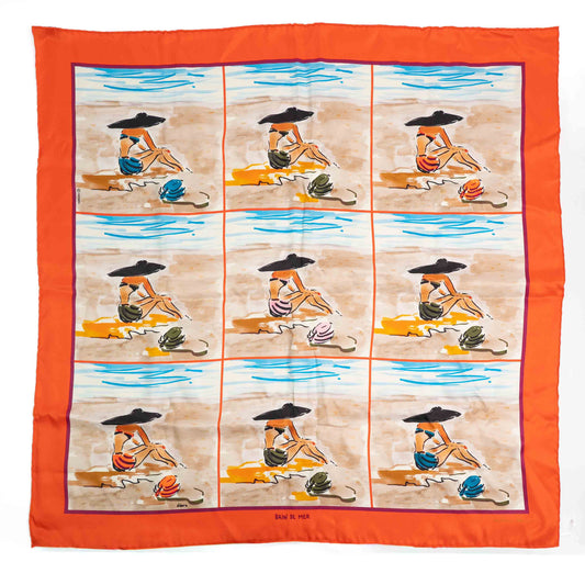 Hermès Bain de Mer Orange Silk Scarf