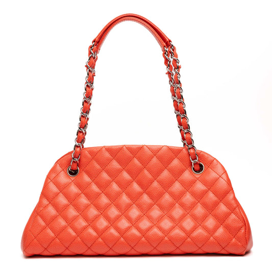 Chanel Coco Mademoiselle Caviar Quilted Orange  Bowling Bag