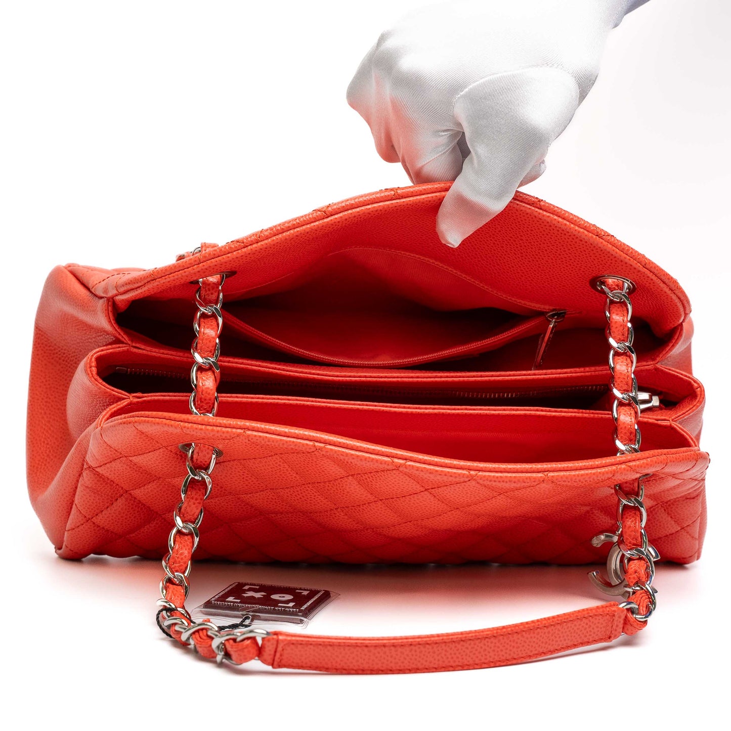 Chanel Coco Mademoiselle Caviar Quilted Orange  Bowling Bag