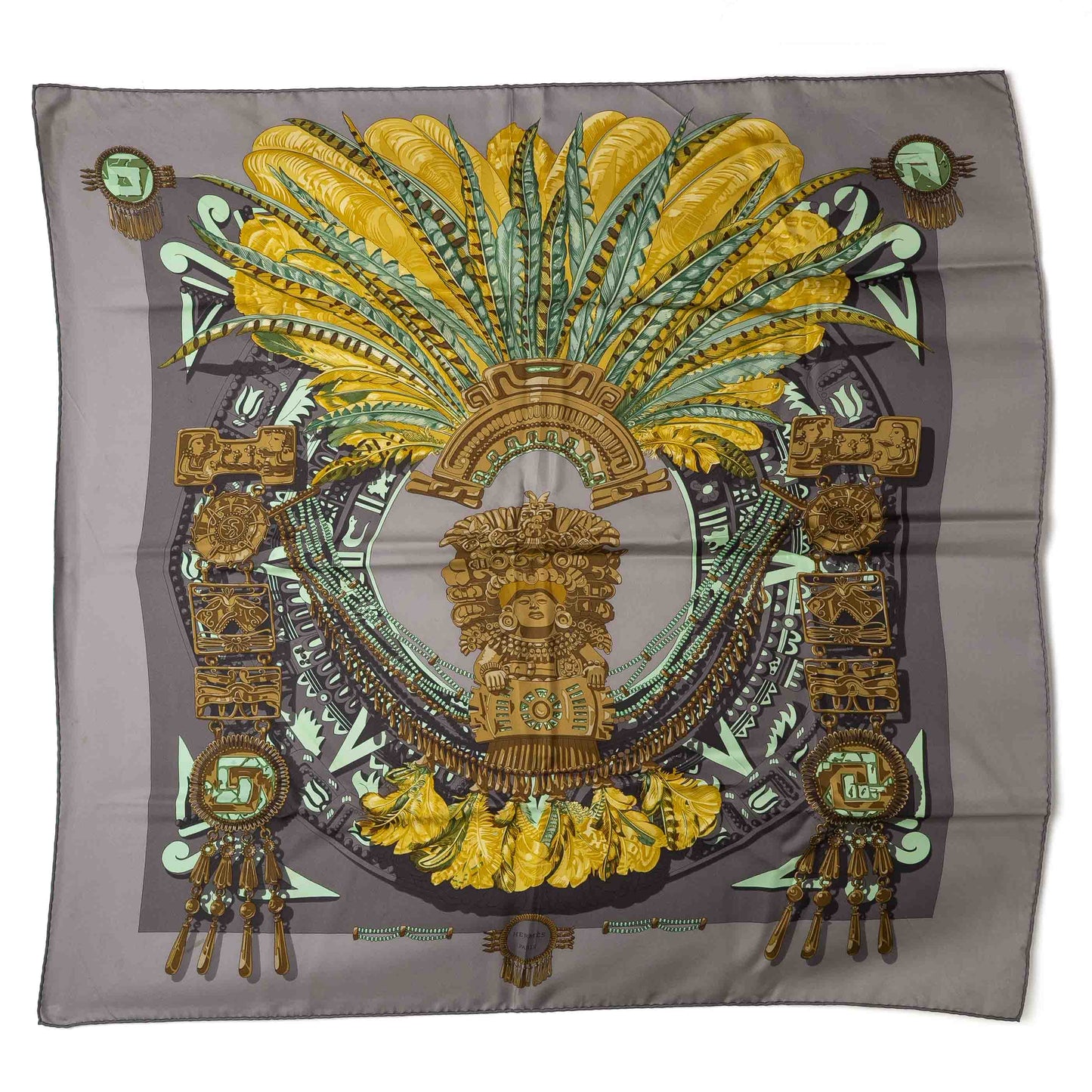 Hermès Mexique Grey Silk Scarf