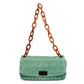 Prada Green Ruched Leather Chain Shoulder Bag
