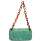 Prada Green Ruched Leather Chain Shoulder Bag