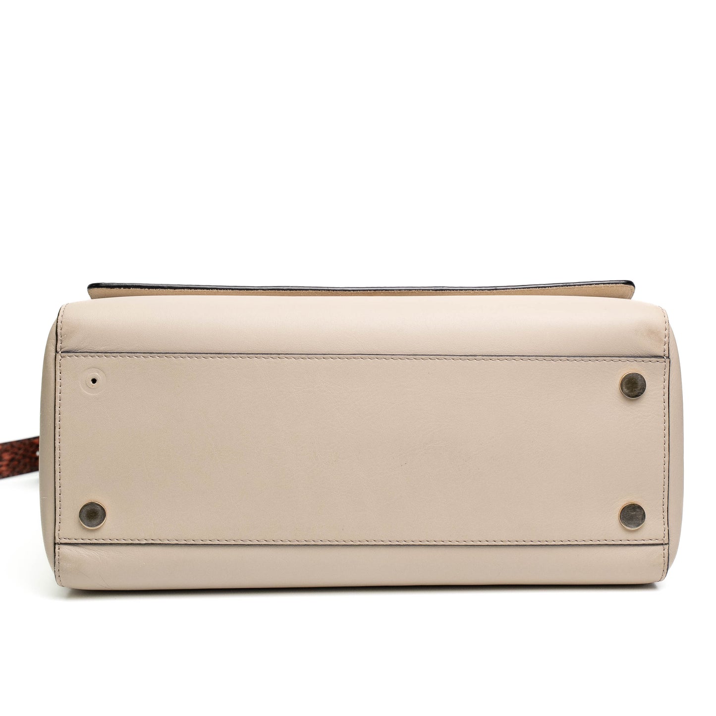 Max Mara Beige Python Leather Top Handle Bag