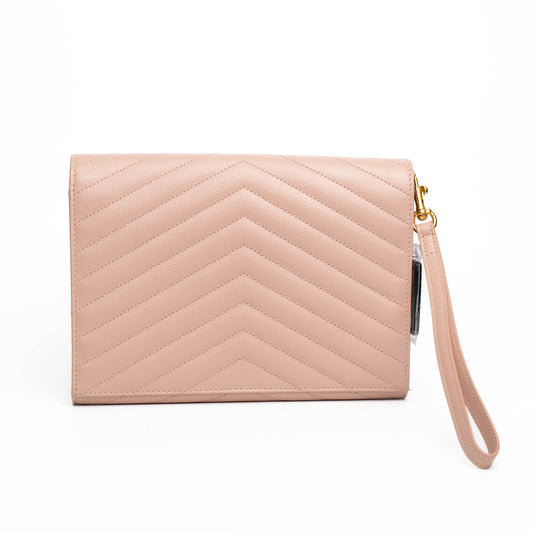 Saint Laurent Cassandre Matelasse Pink Leather Clutch