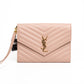 Saint Laurent Cassandre Matelasse Pink Leather Clutch