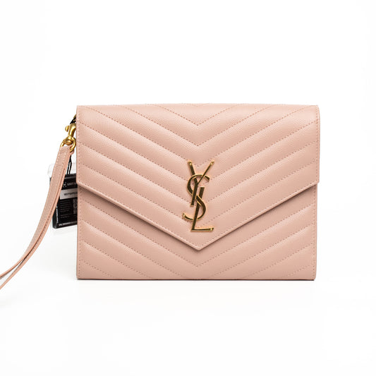 Saint Laurent Cassandre Matelasse Pink Leather Clutch