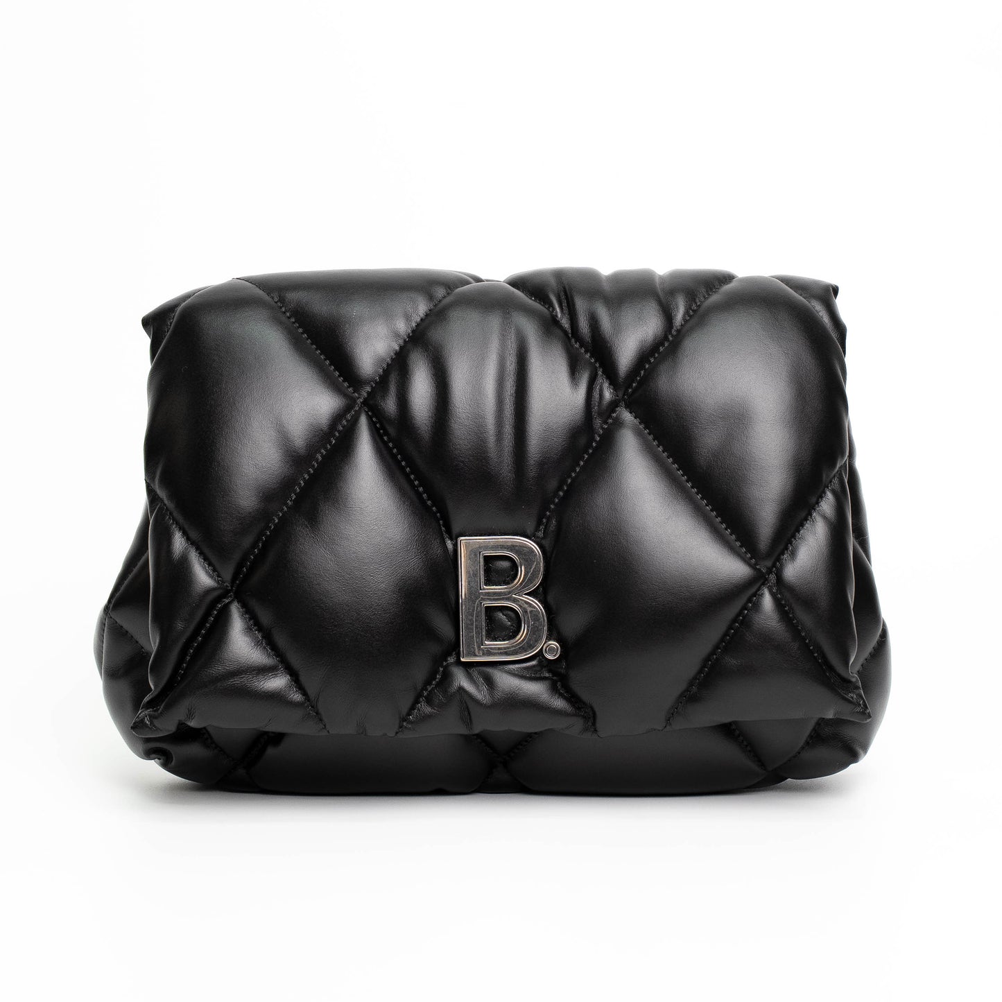 Balenciaga Touch Puffy Black Leather Clutch Bag