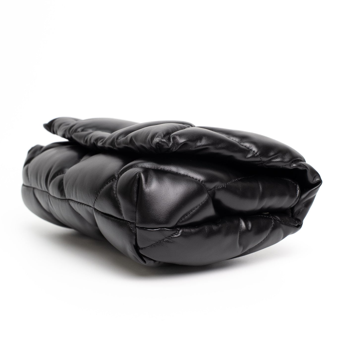 Balenciaga Touch Puffy Black Leather Clutch Bag