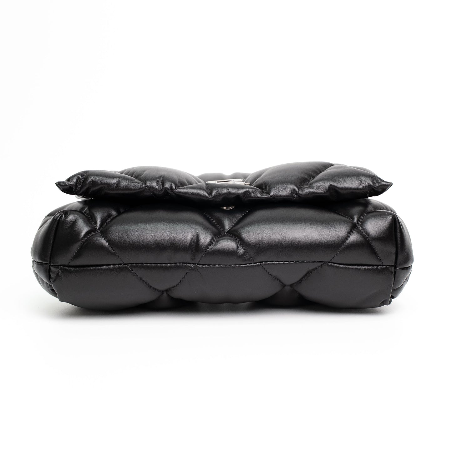 Balenciaga Touch Puffy Black Leather Clutch Bag