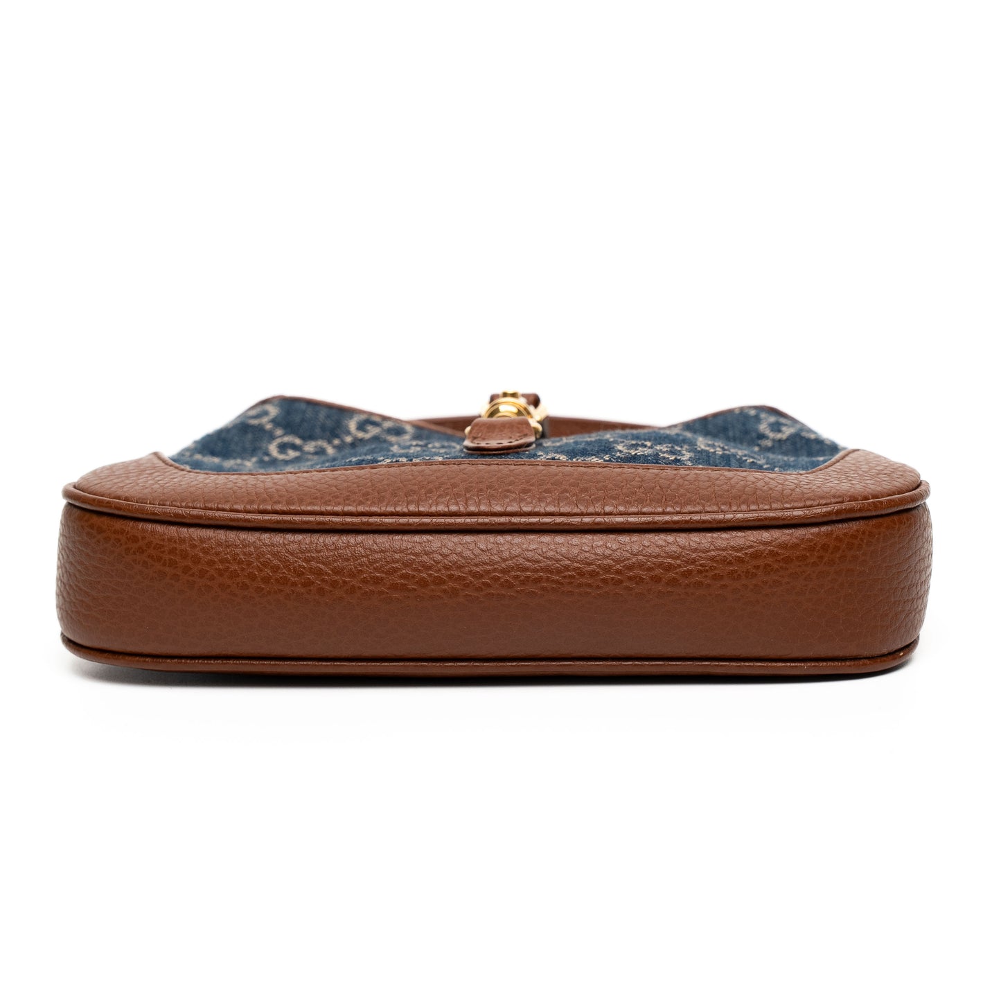 Gucci Jackie 1961 GG Denim Brown Leather Shoulder Bag