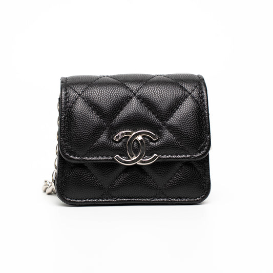 Chanel Mini CC Black Caviar Chain Shoulder Bag