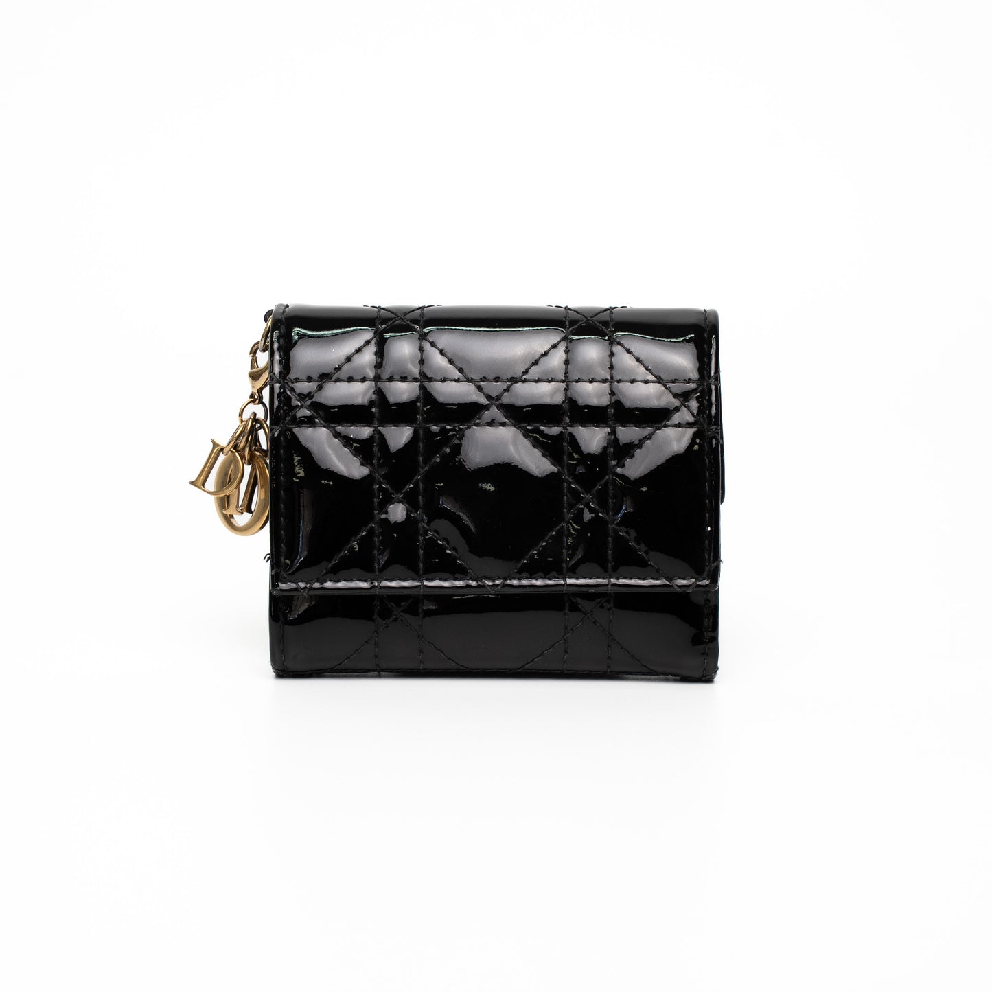 Lady Dior Lotus Black Patent Leather Wallet