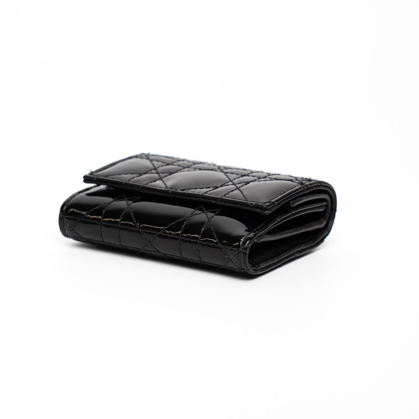 Lady Dior Lotus Black Patent Leather Wallet