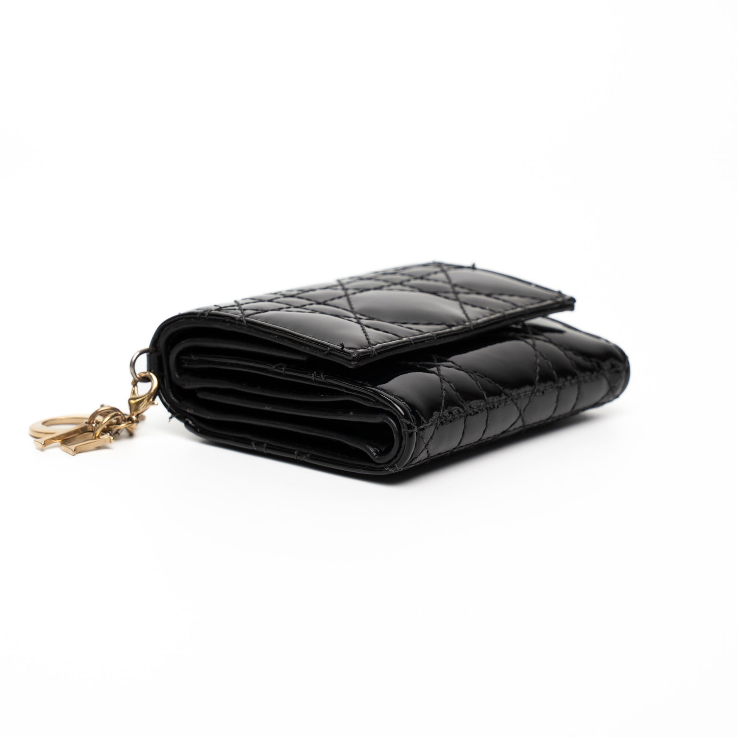 Lady Dior Lotus Black Patent Leather Wallet