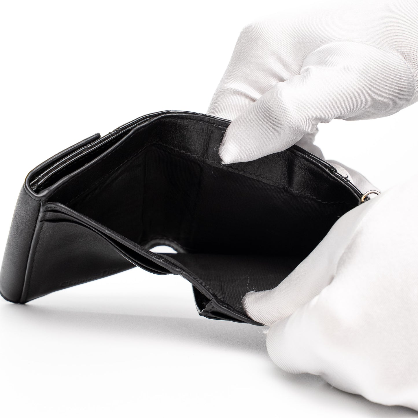 Lady Dior Lotus Black Patent Leather Wallet