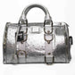 Versace Silver Ostrich Embossed Leather Satchel Bag